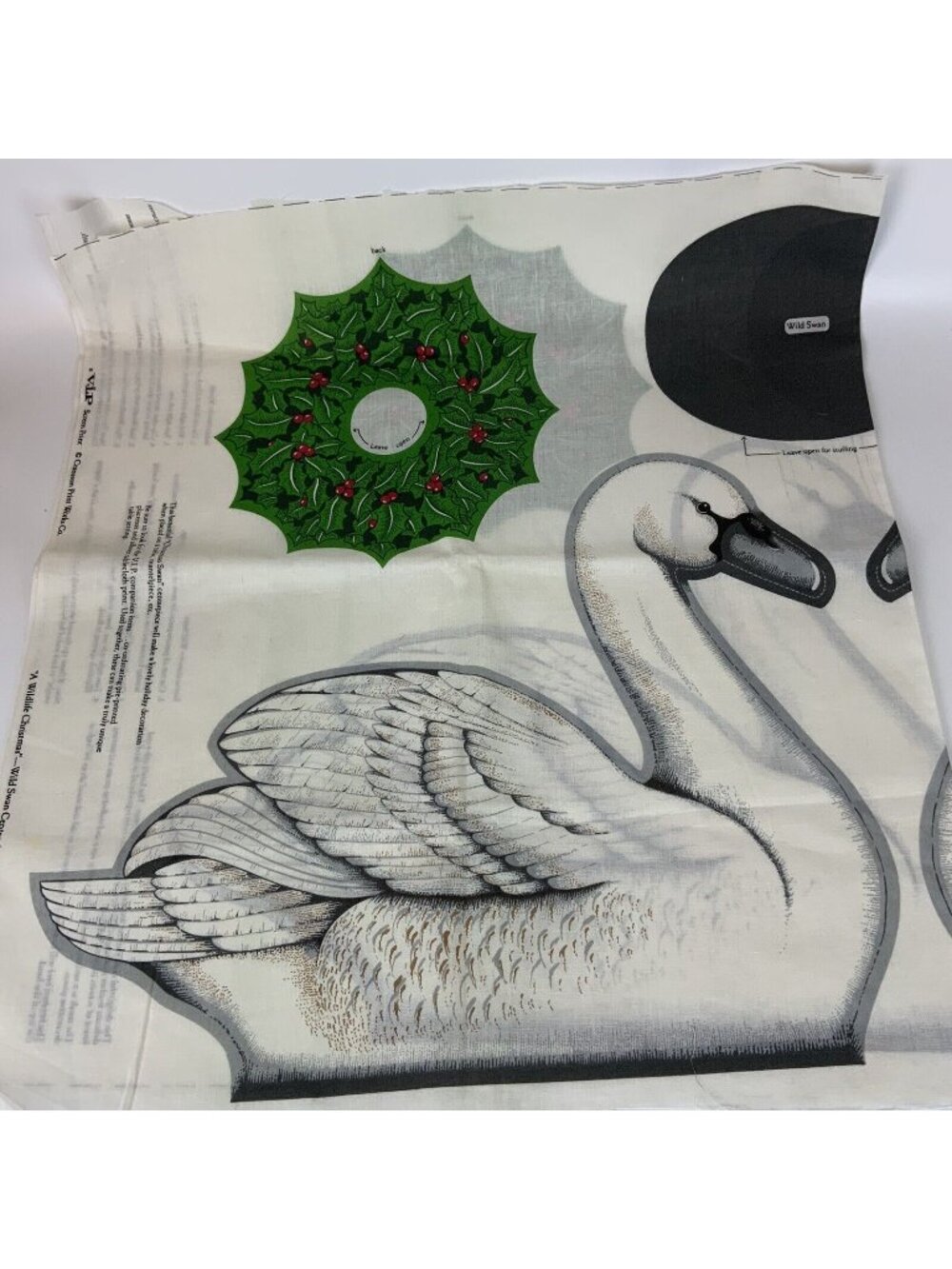 Cranston Print Works Cut and Sew Panel Wildlife Christmas Wild Swan Centerpiece